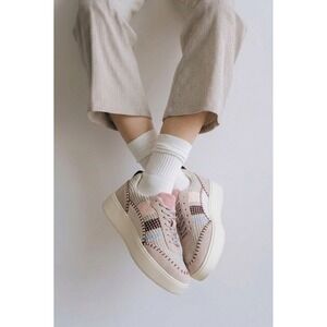 Sanctuary Peace Womens Patchwork Platform Sneakers Cream Mushroom SA-PEACE 9M